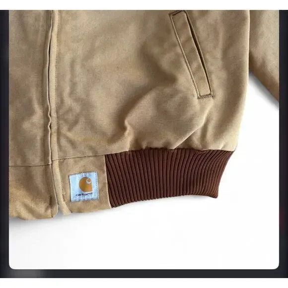 Vintage Carhartt J13BRN Santa Fe Duck Canvas Coat Red Flannel Lined Men’s 2XL - Picture 5 of 11